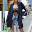 XUXI 2020 Autumn Fashion Casual Stripe Double Button Suit Thin Female Coat
